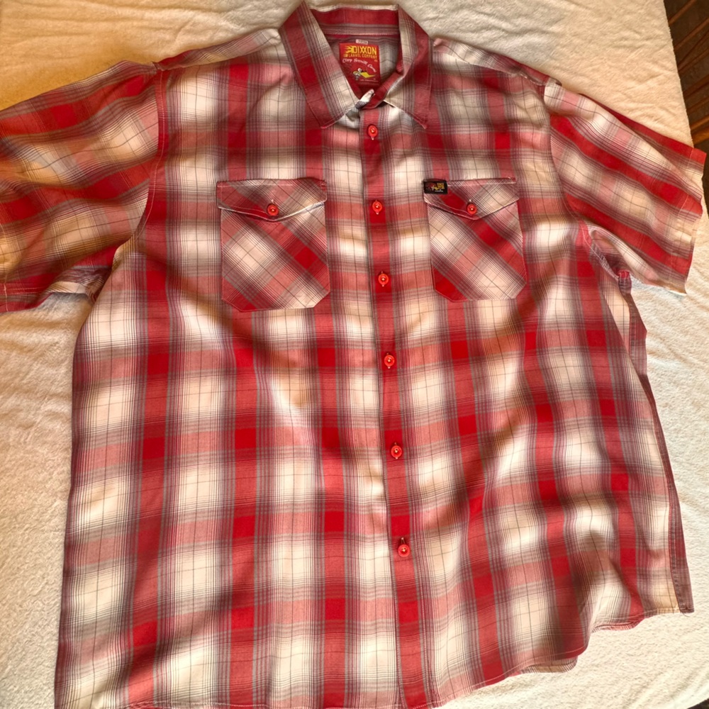 DIXXON 4XL Red and White Plaid Men's Shirt